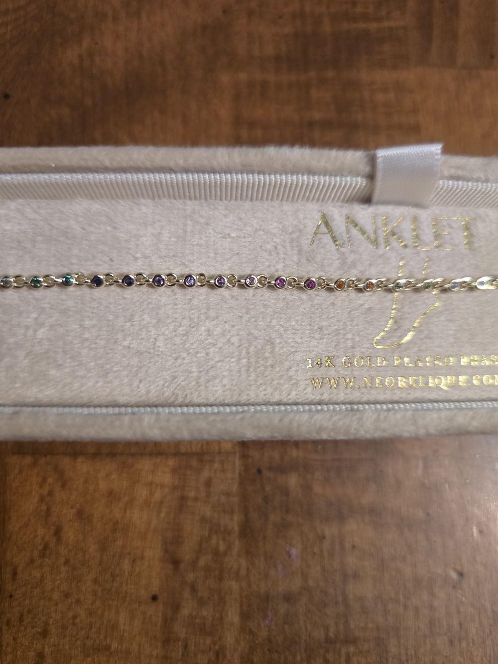 14K Gold-Plated Multicolor Gemstone Anklet